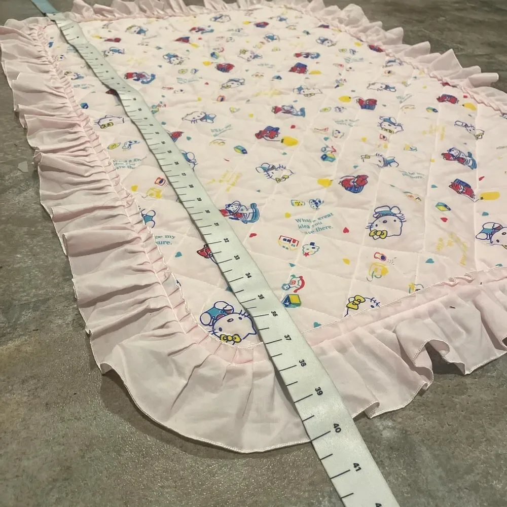 hello kitty vintage baby pink quilted mini blanket 40x27